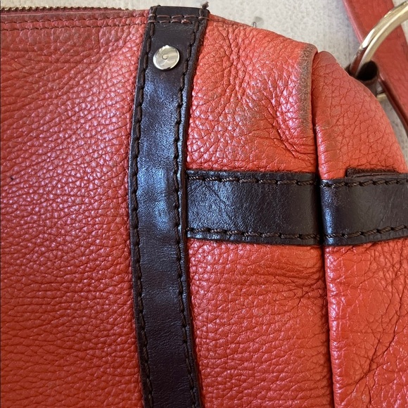 Marco Buggiani orange & brown pebble leather handbag purse satchel - Picture 13 of 15